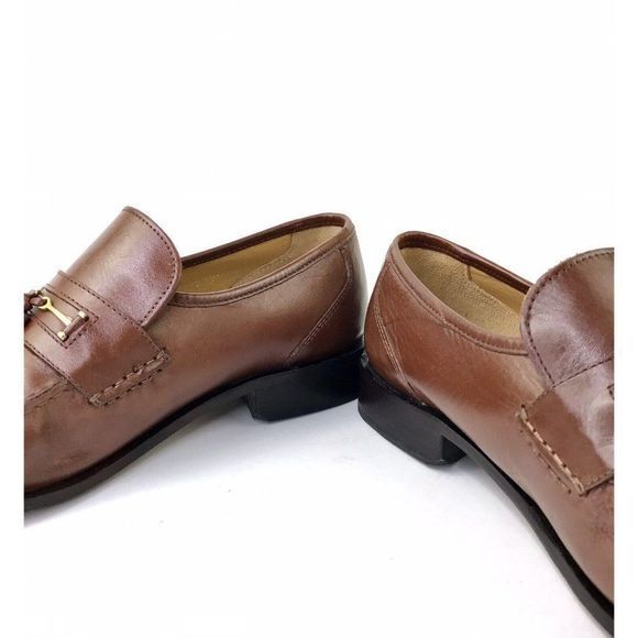 Stafford Vero Cuoio Handcrafted Men's US 12 Brown Leather Slip On Loafers tassel - Picture 5 of 9